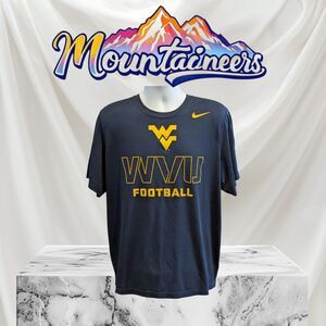 Nike T-Shirt Mens XL Blue Yellow WV West Virginia Mountaineers NCAA Football